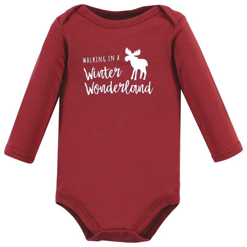 Hudson Baby Infant Boy Cotton Long-Sleeve Bodysuits, Boy Holiday Village, 6 of 7