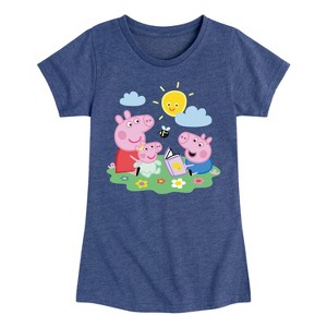 Girls' - Peppa Pig - Peppa George Baby Reading Fitted Short Sleeve Graphic T-Shirt - 1 of 4
