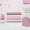 Bacati - Mod Dots/Stripes Crib Rail Guard Covers Set of 2 Pink/Chocolate - 4 of 4