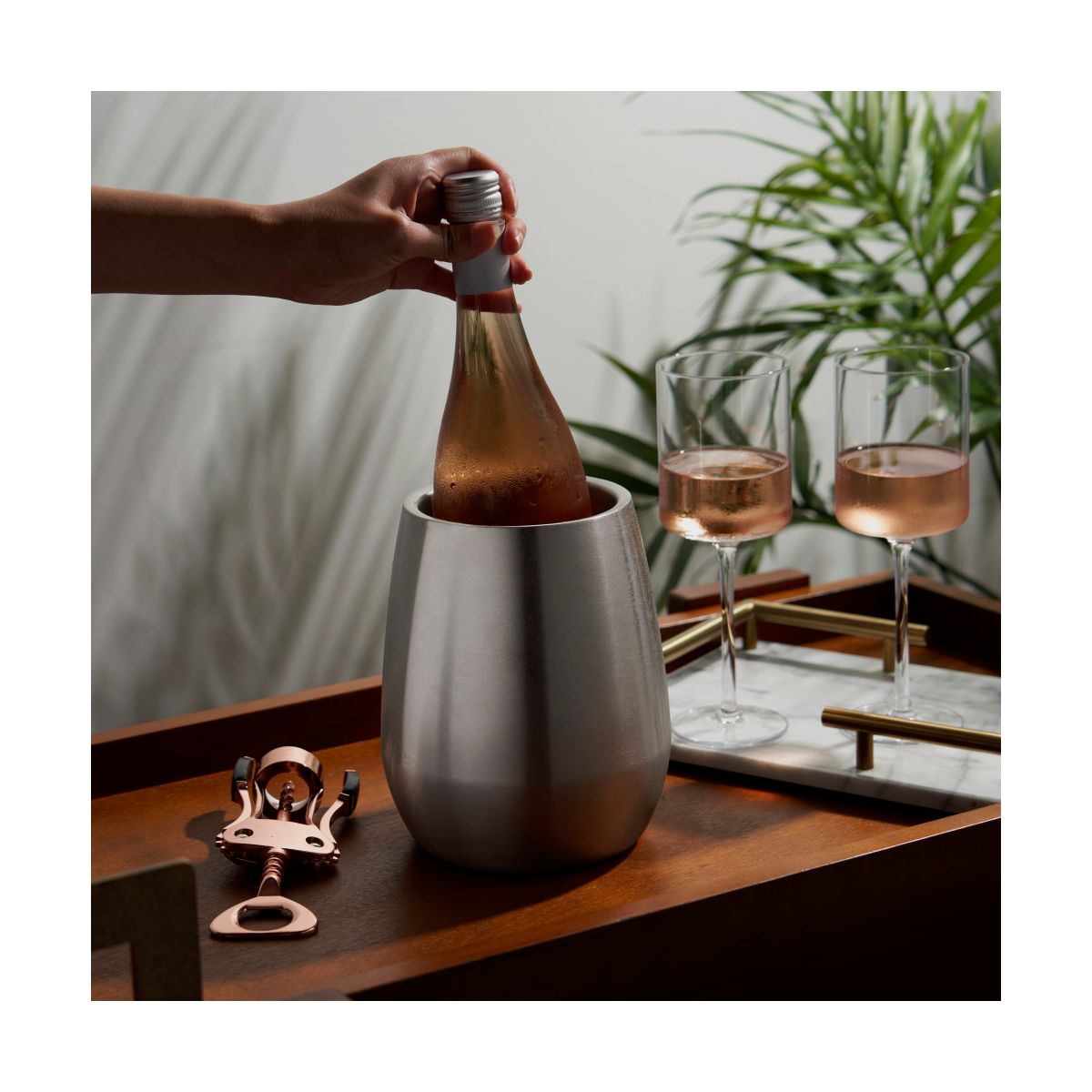 Viski Single Bottle Chiller for Wines, Champagnes, Double Walled Bottle Cooler, Stainless Steel, Fits Standard Size Bottle, Gifts for Wine Lovers - thumbnail 4
