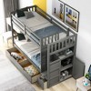 NicBex Twin Over Full Bunk Bed with Drawers and Safety Guardrail,Loft Bed with Staircase and Storage Shelves,Noise Reduced Bunk Beds for Bedroom - 4 of 4
