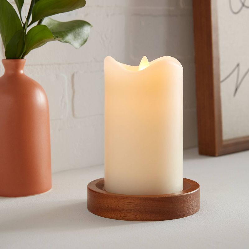 5&#34; x 3&#34; LED Flickering Flame Candle Cream - Threshold&#8482;, 3 of 8