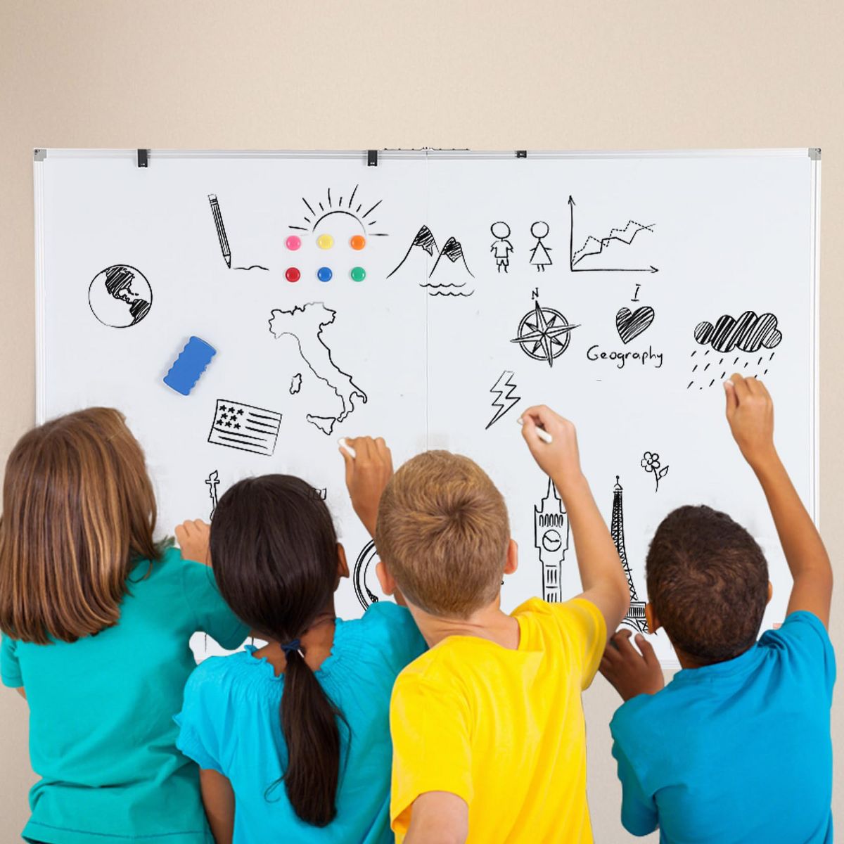 Magnetic Whiteboard 60x40 Inch - Large Dry Erase Board for Wall with Aluminum Frame & Deep Pen Tray - Smooth Writing Surface for Office, Classroom