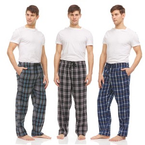 DARESAY 3 Pack: Plaid Pajama Pants For Men Mens Flannel Pajama Pants With Pockets & Button Fly - 1 of 4