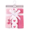 Luvable Friends Baby Girl Super Soft Cotton Washcloths, Fox And Hearts, One Size - 2 of 2