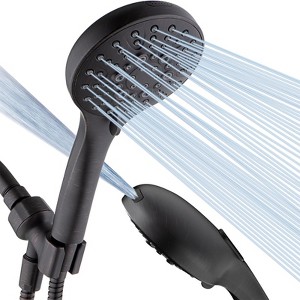 BRIGHT SHOWERS High Pressure Handheld Shower Head, 9-Spray Showerhead with 69" Hose, Bracket - 1 of 4