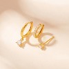 3 Pairs Small Gold Hoop Earring, 14K Gold Plated Earring Stacks Butterfly Heart Star Moon Bow Four Leaf Rhombus Round CZ Pearl - 4 of 4