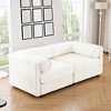 DOMETOUR White Chenille 2-Seater Sofa with Storage, Cylindrical Backrest & Armrests, Modern Loveseat with Hidden Storage - 2 of 4