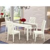 HomeStock 5-Piece Linen White Finish Solid Wood Top Dining Table with 4 Chairs - 2 of 4