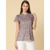 INSPIRE CHIC Women's Dots Print Ruffle Neck Short Sleeve Button Up Shirts - 3 of 4