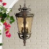John Timberland Mediterranean Outdoor Ceiling Light Hanging Bronze Scroll 23 3/4" Champagne Hammered Glass Damp Rated for Patio - image 2 of 4