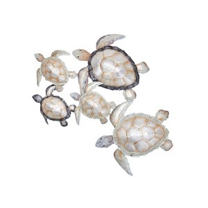 Beachcombers Mixed Metal Capiz Wall Decor Of Turtles - 1 of 1