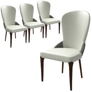 LeisureMod Havana Modern Leather Dining Chair – High Back Side Chair with Curved Backrest and Rubberwood Legs for Kitchen and Dining Room Set of 4 - 1 of 4