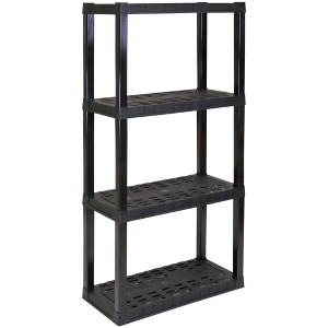 Angel Sar 4-Tier Plastic Storage Shelf, Heavy Duty Garage Shelving Unit 57"H x 30"W x 14"D, 400 lbs Capacity, Tool-Free Assembly, Black - 1 of 4