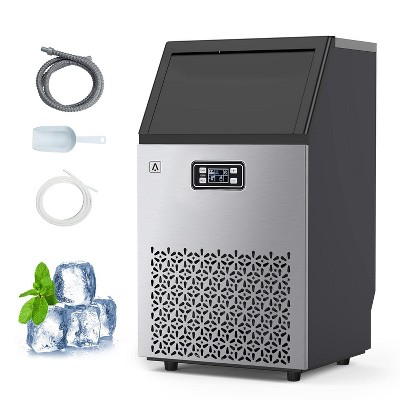 Commercial Ice Maker,150 LBS/24H Under Counter Ice Maker Machine with 33LBS Large Storage Bin, Freestanding Stainless Ice Machine