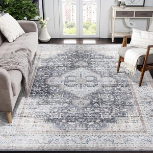 Washable Runner Rug – Low Pile, Non-Slip Vintage Carpet for Kitchen, Entryway, Hallway, Laundry Room, or Bathroom - 1 of 4