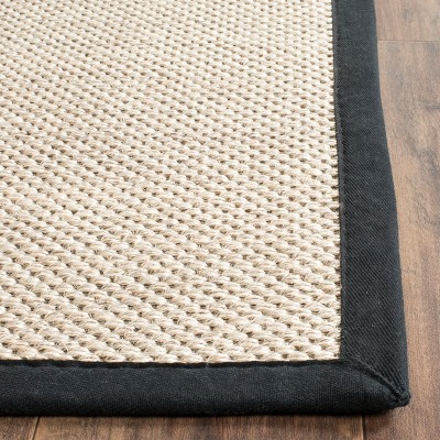 Marble & Black Hand-Knotted Square Sisal Area Rug - 4'