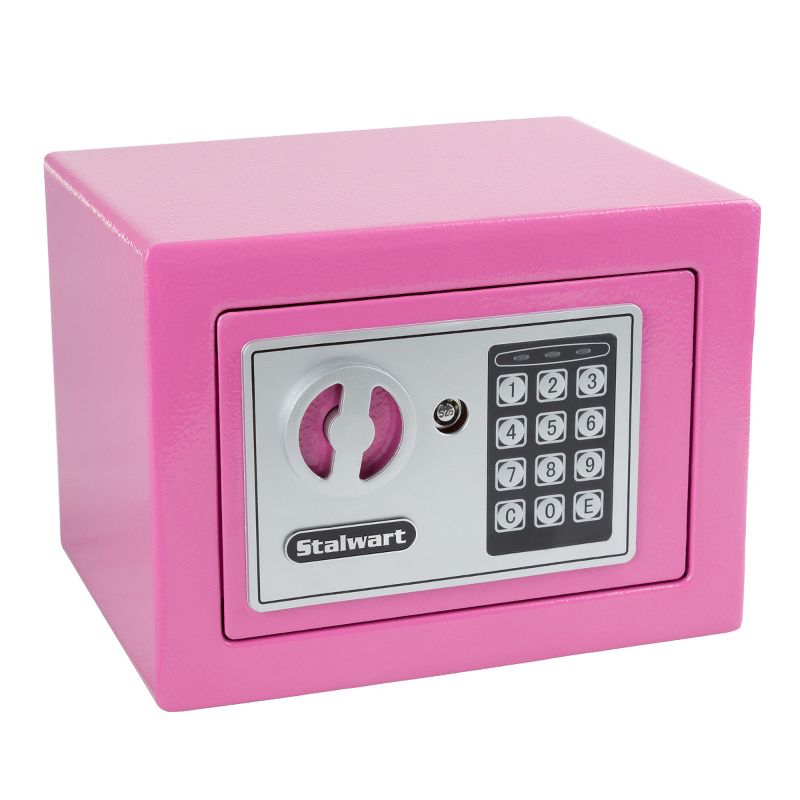 Fleming Supply Digital Security Safe Box for Valuables - Steel Lock Box With Electronic Keypad, Pink, 1 of 7