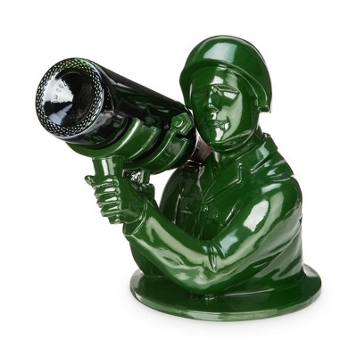 Green Polyresin Army Man Wine Bottle Holder