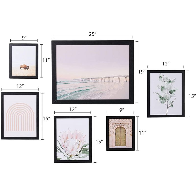 (Set of 6) Framed Prints Gallery Wall Art Set Beach Boardwalk by Sisi and Seb Black Frame  - Americanflat, 4 of 7