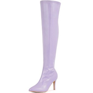 Allegra K Women's Pointed Toe Side Zipper Stiletto Heels Over the Knee High Boots - 1 of 4