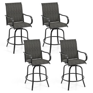 Tangkula Outdoor Swivel Bar Stool Set of 4 w/Breathable Fabric and Heavy Duty Metal Frame - 1 of 4