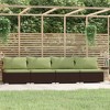 vidaXL Brown Patio Furniture Poly Rattan - Green Cushions -4 Seats - 2 of 4