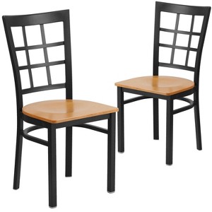 Emma and Oliver 2 Pack Window Back Metal Restaurant Chair - 1 of 4