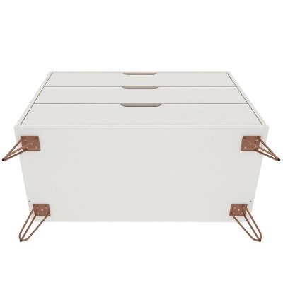 Set of 2 Off-White Mid-Century Modern 3-Drawer Dressers