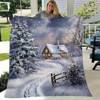 1-Pack Winter Wonderland Fluffy Blanket, Cozy Snowy Cabin Scene with Snow, Covered Trees & Falling Snowflakes, Christmas Gift. - 2 of 4