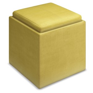 NicBex Cube Ottoman with Storage, Tray Multi-functional Ottoman Foot Rest with Top Stitching Detail for Bedroom, Living Room, Yellow - 1 of 4