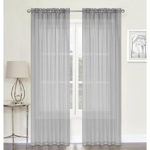 Kate Aurora Chic Living Jillian 2 Piece Ultra Lux Wide Rod Pocket Sheer Vole Window Curtain Panels - 1 of 1