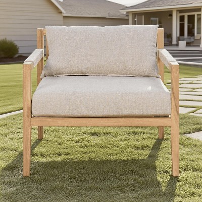 Christopher Knight Home Marja Boho Outdoor Acacia Wood Woven Rope Chair with Cushion