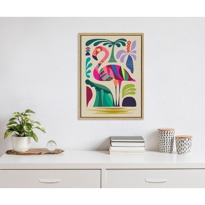 Colorful Mid-Century Modern Flamingo Canvas Wall Art