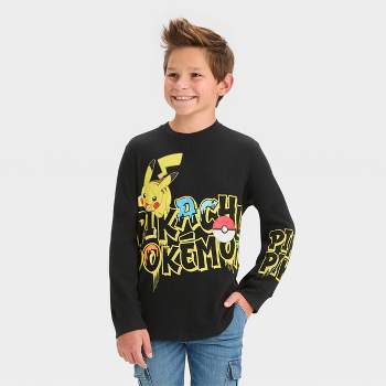 Boys' Pokemon Pikachu Long Sleeve Thermal Graphic T-Shirt - Black