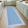 Modern Washable Area Rug for Living Room, Bordered Print Floor Rug with Non Slip Backing, Low Pile Stain Resistant Indoor Carpet for Bedroom - 2 of 4