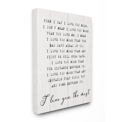 Stupell Industries Inspirational I love You the Most Phrase Couple Relationship