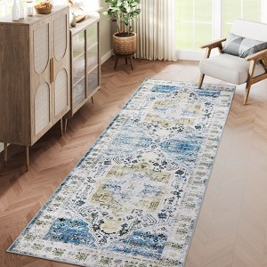 Vintage Rug Washable Rug Indoor Soft Faux Wool Living Room Rug - 1 of 4