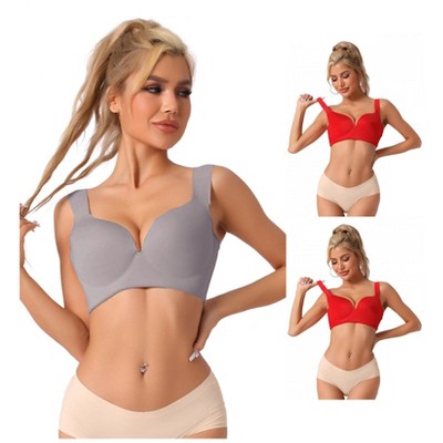 INSPIRE CHIC Women's Adjustable Strap Full Coverage Push Up Bras 3 Packs
