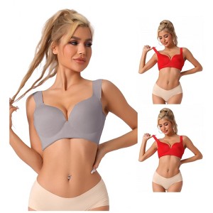 INSPIRE CHIC Women's Adjustable Strap Full Coverage Push Up Bras 3 Packs - 1 of 4