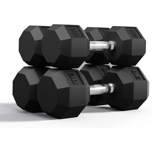 Rubber Coated Hex Dumbbell Weight Set, Multiple Sizes Exercise & Fitness Dumbbells,110LB Set, for Muscle Toning, Strength Building - 1 of 4