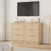 Rattan 6 Drawer Dresser, Wide Chest of Drawers with Metal Handles, Sturdy Wood Base, Bedroom Storage Organizer - 4 of 4