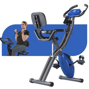 SEVOBAL Home Gyms Folding Exercise Bike with 16-Level Resistance Arm Bands Adjustable Backrest for Indoor Workouts, Blue, 25"*19.7"*47.6" - 1 of 4