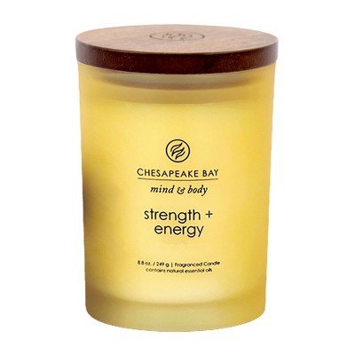 8.8oz Medium Jar Candle Strength & Energy - Mind And Body By Chesapeake Bay Candle: Soy Wax, Essential Oils, Amber Vanilla Aroma