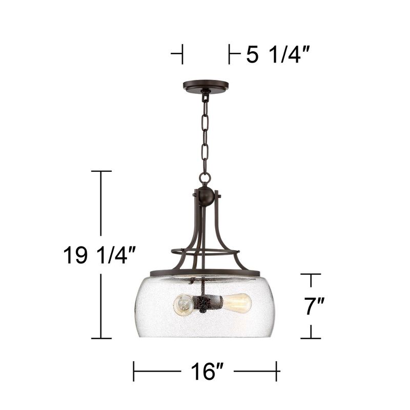 Franklin Iron Works Painted Bronze Pendant Chandelier 16" Wide Rustic Farmhouse Seeded Clear Glass LED 3-Light Fixture Dining Room, 4 of 10