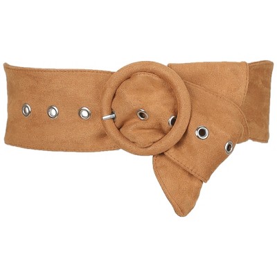 INSPIRE CHIC Women's Wide Vintage Round Buckle Obi Cinch Belts