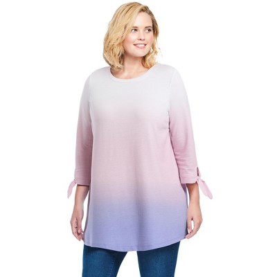 Woman Within Plus Size French Terry Tie-Sleeve Sweatshirt