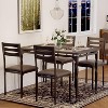 3 Piece Dining Table Set with Spiral Metal Legs, Compact Table and 2 Chairs Set for Small Spaces, Rustic Industrial Dining Set, Brown - 3 of 4