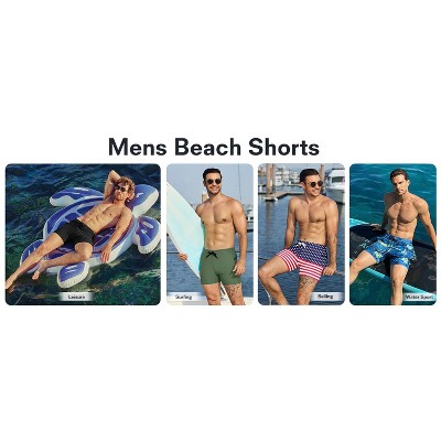 Ekouaer Mens Tight Swim Trunks Quick Dry Swim Briefs 5 inches Swimwear Zip Pockets Bathing Suit with Mesh Lining Palm Tree Blue XL — фото 6