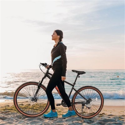 YONWAY 27.5 Inch Mountain Bike, Durable High Carbon Steel Frame,Disc Brakes, Brown Edge Tires for Commuting and Outdoor Exploration, Black+Red